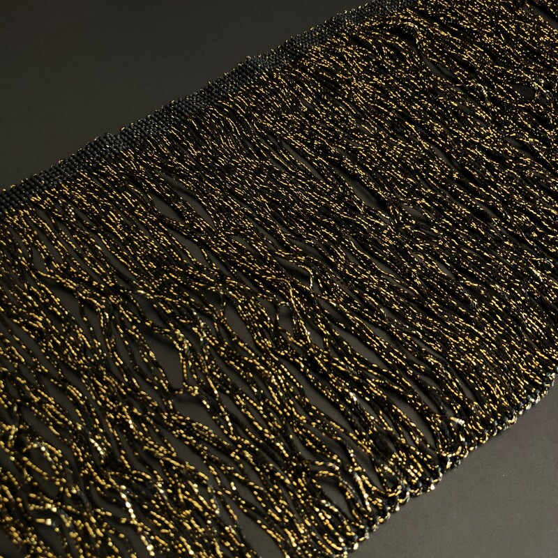 Franja Lurex - Preto e Dourado - 18 cm 